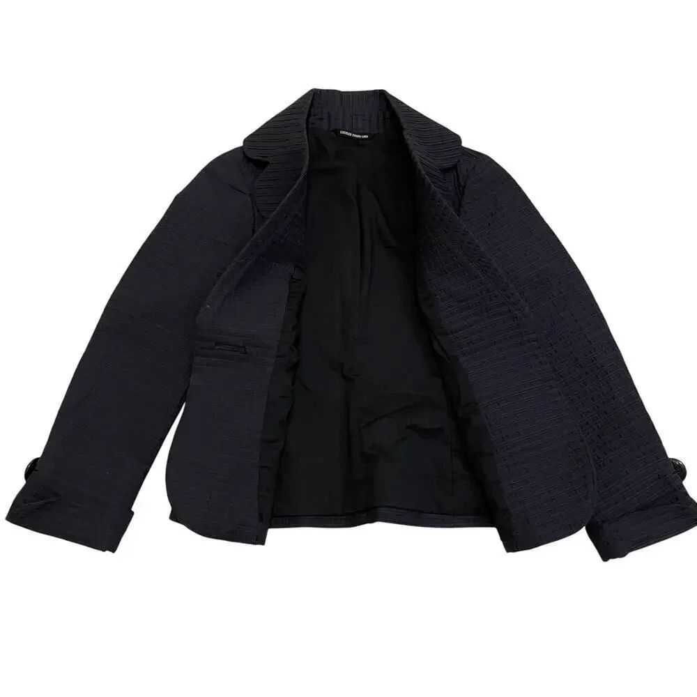 Charles Chang-Lima Women’s 6 Black Navy Blazer | Textured Cotton Wool, USA